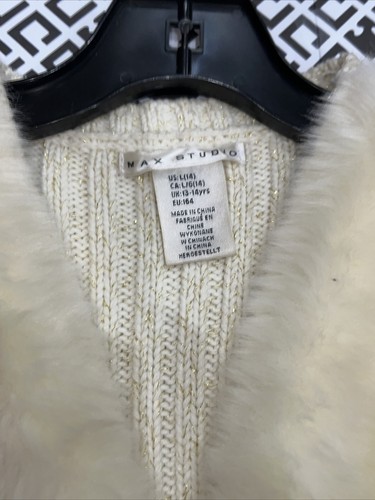 Max Studios Faux Fur White/Gold Sweater Vest Girls Size L (14) - Picture 2 of 4