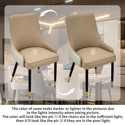 2x Microfiber Leather Upholstered Dining Chair Home Highback Chairs with Knocker - Picture 8 of 20