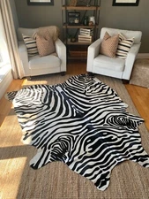 Zebra Cowhide Rug Size: 7' X 6.7' Upholstery Zebra Print Cowhide Brazilian Hide