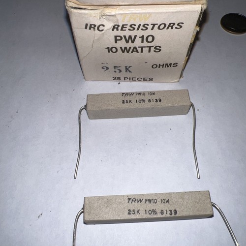 TRW 25,000 Ohm 10 Watt 10% Cerment Resistor New Quantity Of (2) - Picture 5 of 12