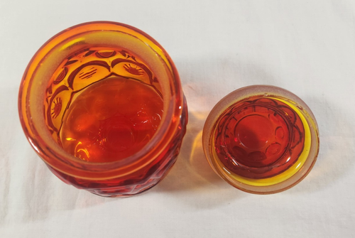 Vintage LE Smith Moon & Stars Red/Orange Amberina Glass 8Pcs. Canister Set - Picture 15 of 16