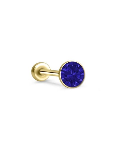 Threadless Labret Nose Ring Monroe Push Pin Stud Yellow Gold Steel 3mm CZ - Picture 10 of 14