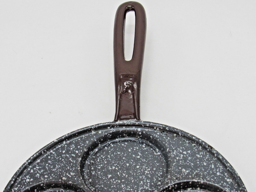 Vtg King Frederick Cast Iron Enamelware Plett Pan Egg Pancake Skillet Denmark - Picture 4 of 6