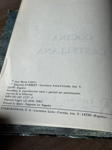 Vintage 1980 Ana Maria Calera Cocina Castellana Spanish Language Cookbook - Bild 4 von 5