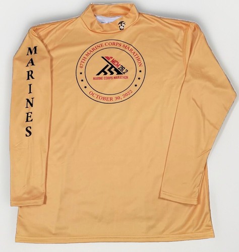 USMC Marine Corps Marathon Mens Shirt Medium Gold 2022 MCM Performance Mock Neck - Picture 16 of 20