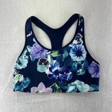 Old Navy Active Athletic Workout Sports Bra Medium Support Womens L Blue Floral