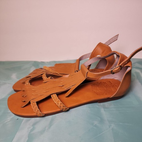 Sandale à lanières luxuriante été BaliELF femme taille 9,5 cuir marron camel fait main - Photo 2 sur 9