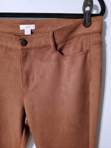 NWT J. Jill Chestnut Brown Faux Suede Skinny Leg Stretch Jean Size 12 Petite - Picture 2 of 6
