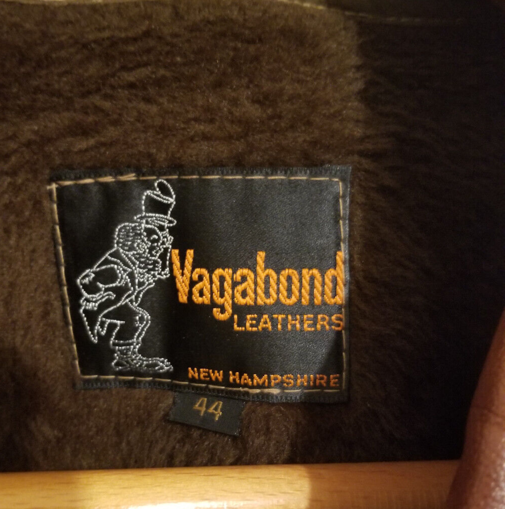 Vintage Vagabond New Hampshire Brown Leather Jacket Mens 44 Zip