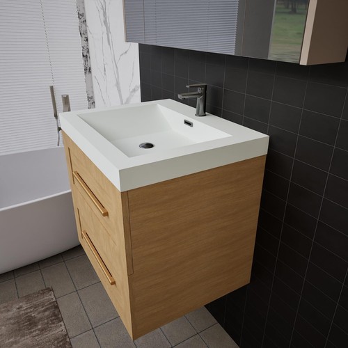 24" Bathroom Vanity Cabinet with Sink MDF Wall Mounted Vanity Closing Drawers - Picture 2 of 13