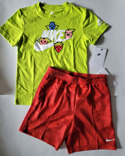 NIKE Boys 2-piece Shorts set athletic t-shirt shorts Size 4 5 6 7 Black Red Blue - Picture 25 of 27