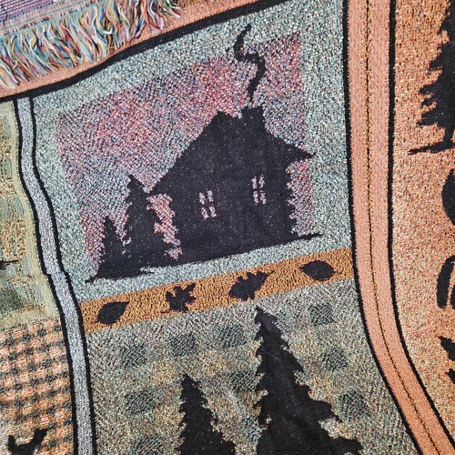 Blanket Tapestry Cabin Decor- Hunting Fishing Deer Bear Wildlife Throw 52x64 - Picture 14 of 14