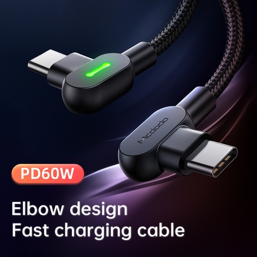 PD 60W Elbow Dual USB C Type-C Cable Fast Charger For iPhone 15 iPad Pro Android - Picture 2 of 12