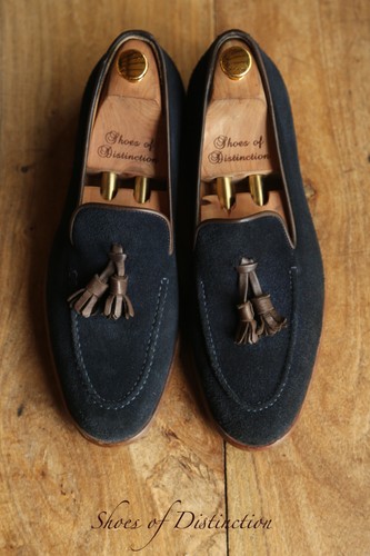 Russell & Bromley George Blue Suede Leather Tasselled Shoes Loafers Mens UK 8 - Picture 3 of 12