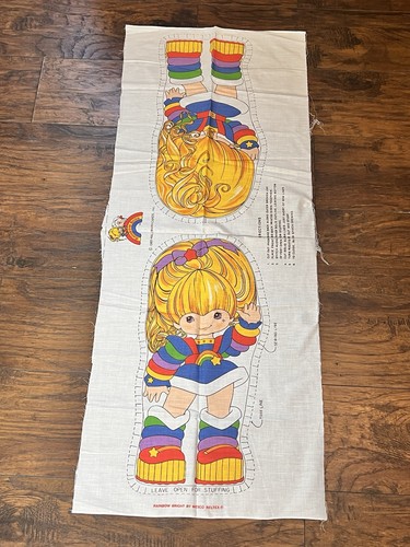Vintage 1983 ungeschnitten Rainbow Brite Stoff Panel Schneiden & Nähen Kissen 20"