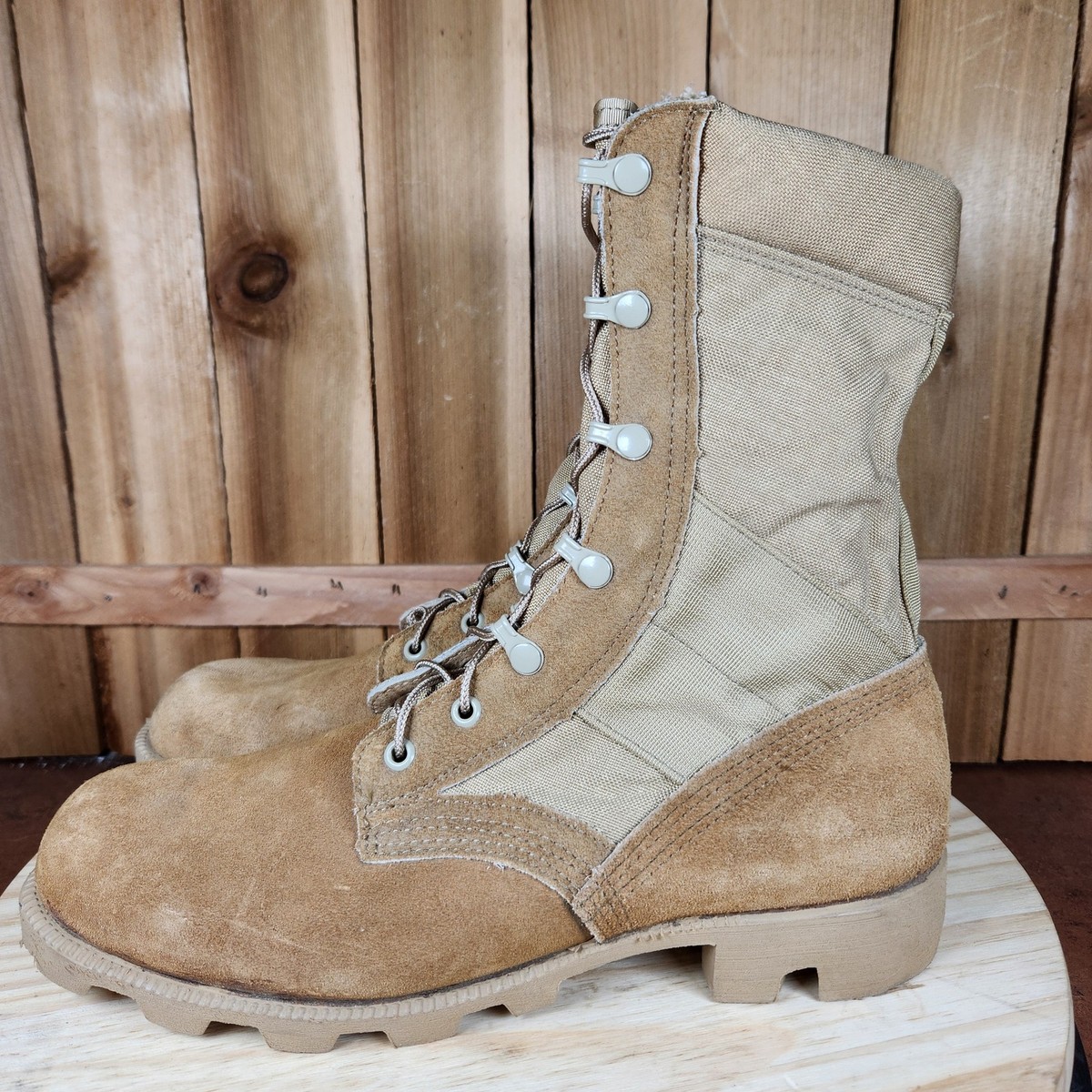 靴 Vintage Military Suede Combat Boots Vintage Ro-Search Jungle Combat Boots Mens Size 9R Tan Suede