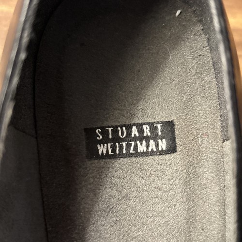 VTG Stuart Weitzman Black Leather 2.5"h Heel Pump Shoes, Sz 8.5 Square Toe - Picture 7 of 7