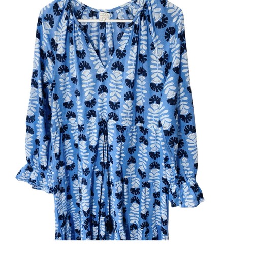 MUD PIE Dolan Maxikleid Gr. Small blau 100% Baumwolle Strand Boho fließend Stufen - Bild 4 von 8
