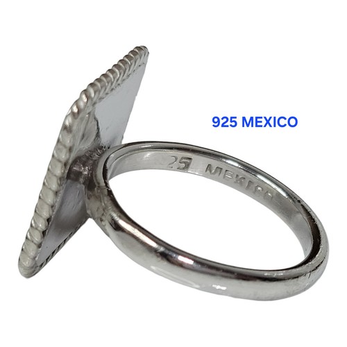 925 Sterling Blank Plain Engravable Square Face Signet Rope Mexico Custom Ring 8 - Bild 7 von 15