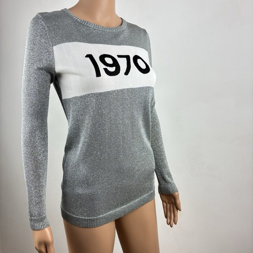 Bella Freud 1970 Jumper Silver Lurex Sweater Size XS Metallic - Some Flaws - Picture 19 of 23