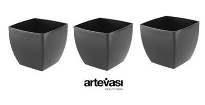 3 x Übertopf Blumentopf Pflanztopf SIENA BLACK Quadratisch 14x14x13,5cm ARTEVASI