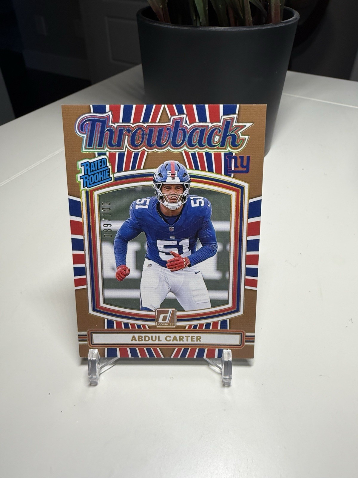 2025 Panini Donruss Rated Rookie Throwback 89/100 Bronze Abdul Carter Giants