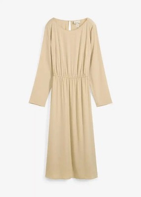 Midikleid aus feinem Satin Gr. 36 Rauchkhaki Damen Basic-Kleid Casualkleid Neu