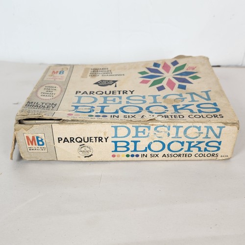 Vintage 1964 Milton Bradley Design Blocks Parquetry Colorful Wood home school - Picture 4 of 9