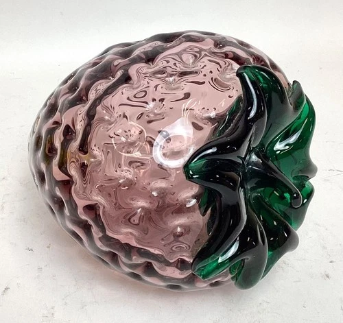 Vintage Blenko Orchid Purple Hank Adams Glass Strawberry Fruit Figurine