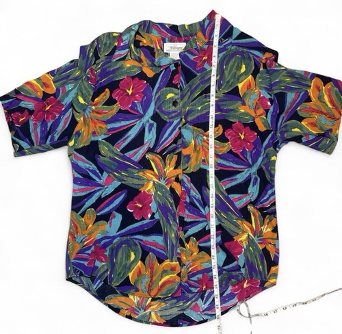 Vintage 1970s Hawaiian Worthington Shirt Size 16T USA Made Vibrant Floral 70s - Picture 4 of 6