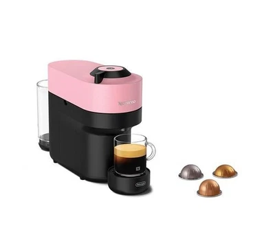 Máquina de café NESPRESSO by De'Longhi Vertuo Pop ENV90.P + 12 cápsulas - negra y rosa
