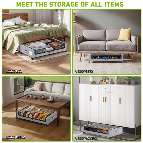 Under Bed Storage with Wheels, 2Pack Under Bed Storage Containers,Under Bed S... - Picture 5 of 7