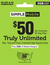 Simple Mobile 50 Refill Top Up FAST ✔️ Direct to Phone✔️ #1 Refiller 🌟🌟🌟🌟🌟