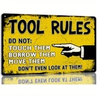 Vintage "Tool Rules" Tin Metal Signs Home Décor 8X12 Wall for Garage, Workshop