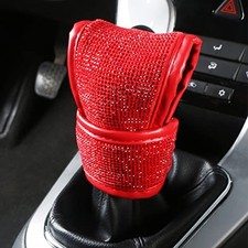 Bling Bling Auto Shift Gear Cover, Leather Auto Gear Shift Knob Cover with Red
