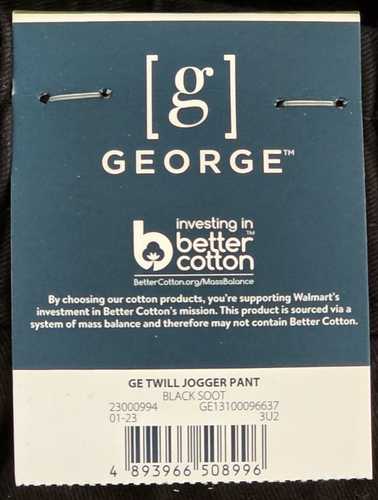 George Men's Black Soot Twill Jogger Pants Size XL (40-42) BRAND NEW - Picture 5 of 5