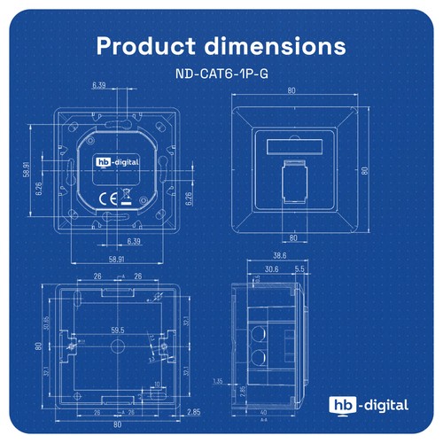 Netzwerkdose Cat6 Cat6a Cat5e 1-2-Fach RJ45 LAN Ethernet Netzwerk Daten LAN Dose - Bild 54 von 137
