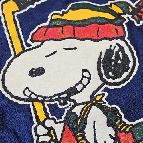Vtg Snoopy Peanuts Kids Size 7 Blue Pullover Sweater USA Hockey Winter Christmas - Picture 4 of 10