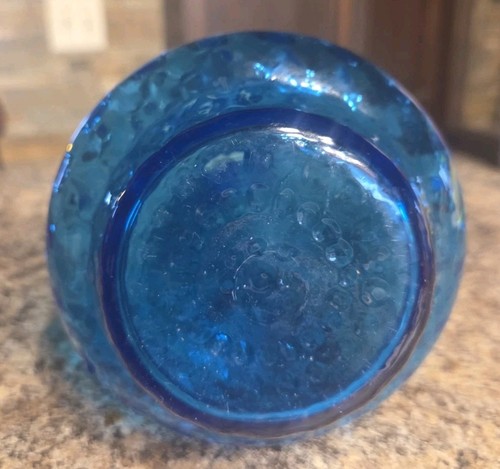 Vtg Cobalt Blue Optic Decanter Pitcher Cruet Vase 10.25" MCM Bottle Pour Spout - Picture 9 of 13