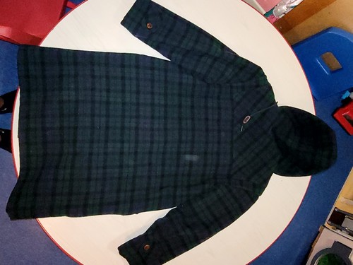 VTG L.L. Bean size XL 1X Classic Wool Duffel Coat Woman's Blue Green Plaid - Picture 5 of 5