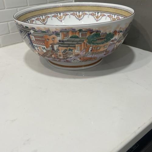 Große Mottahedeh Winterthur Porzellan Chinesische Hongs Bowle Schüssel 14,5" Modern