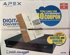 Apex Converter Box Digital TV  With Analog Pass Through DT250A New In Sealed Box