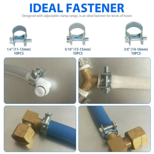 Fermatubo Argento Accessori 1/4" 5/16" 3/8" Clip Tubo Ricambi Pratici - Foto 7 di 11