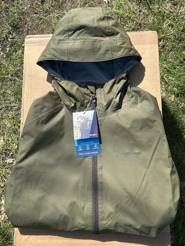 Berghaus Men's Deluge Light Shell Jacket - Dark Green, RRP £90, BNWT. b20