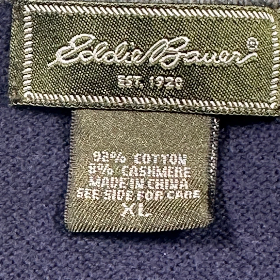 Vintage Y2K Eddie Bauer Mens XL Vest Sweater Knit Cotton Cashmere Blue - Image 3 of 4