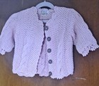 2 H Handknits Pink Toddler Girl Cotton Cardigan Sweater size 12-24 months