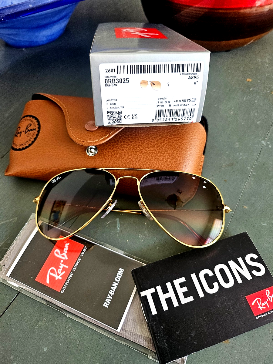 Ray-Ban RB3025 001/51 58-14 Aviator Sunglasses - Light Brown  display picture 1