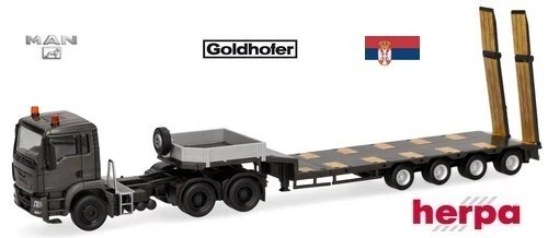 Man TGS M 6x4 + semi-remorque Porte engin 4 essieux - Herpa - Scale 1/87 Ho - Photo 1/1