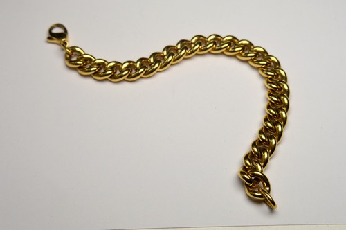 HEAVY & THICK ! MEN'S 18K GOLD FILLED CURB LINK CHAIN BRACELET 24,6g - Picture 4 of 7