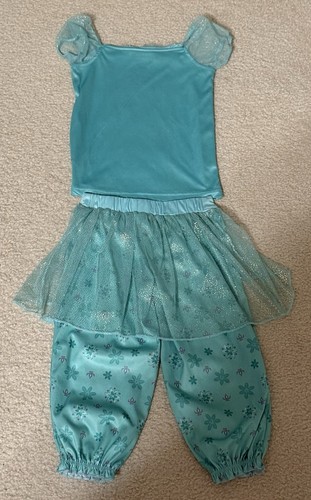 Disney Princess Aladdin Pajamas Size 4 Green Jasmine Shirt Pants Sleep Set 2 Pc - Picture 4 of 5